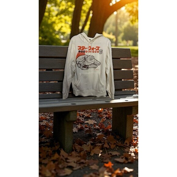 Size Medium Millennium Falcon Puff Print Hoodie With Front Kangaroo Pouch - Picture 1 of 6